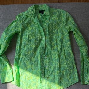 J. Crew Bright Lime Green Printed Button-Up